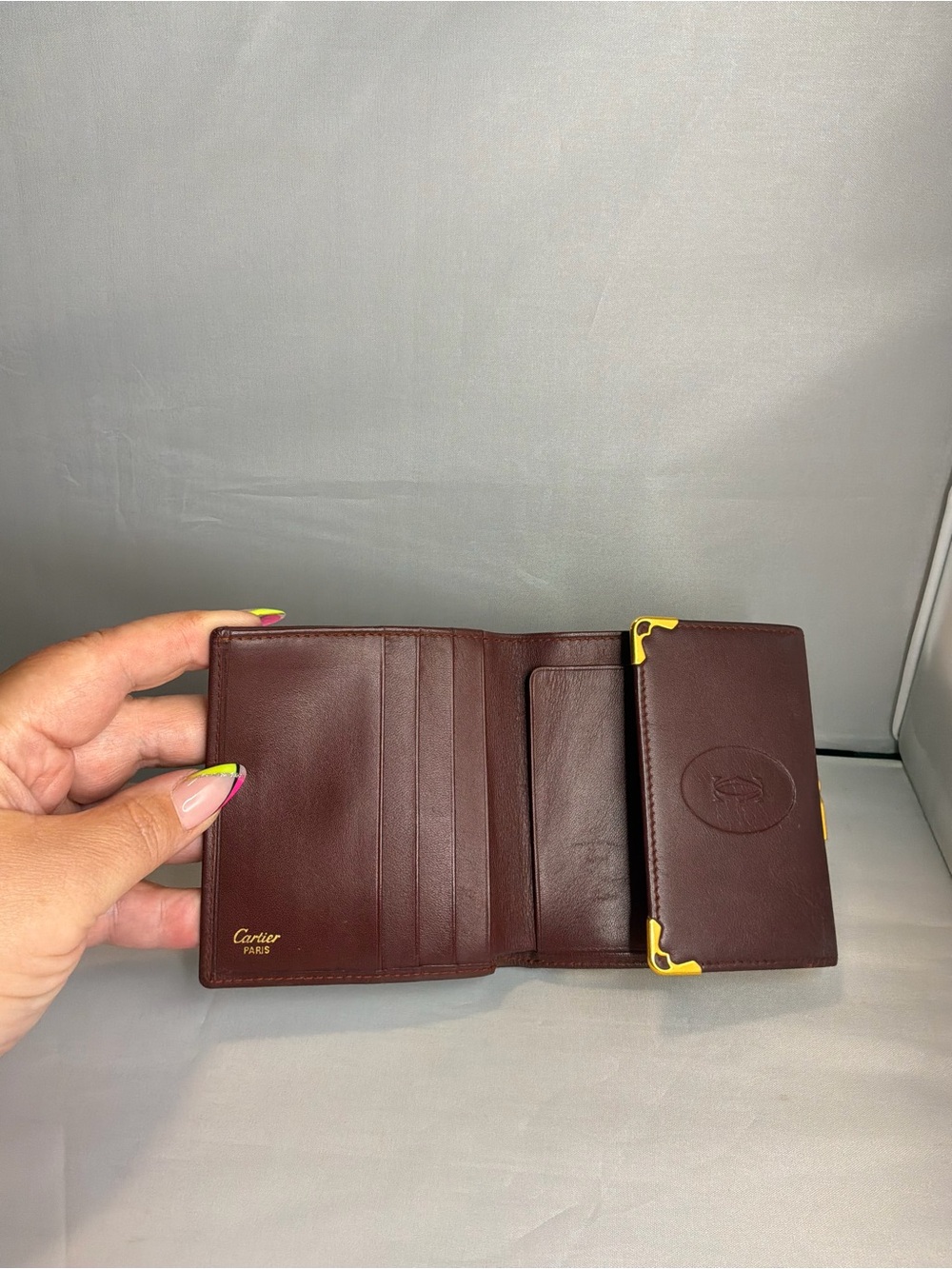Cartier Burgundy Leather Wallet with Gold Accents - Picture 2 of 7